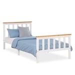 Cadre de Lit en Bois Simple Enfant 90x200 cm Sommier à Lattes Massif Homestyle4u