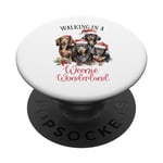 Jeux de mots de Noël pour chien teckel marchant au pays des merveilles Weenie PopSockets PopGrip Adhésif