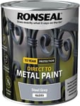 Ronseal Direct to Metal Steel Iron Aluminium Gloss Paint 750ml - Steel Grey