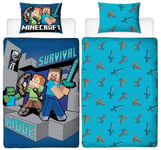 Minecraft Survive Single Duvet Cover Reversible Bedding Set Alex Steve Creeper