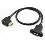 Guldpläterad HDMI-förlängningskabel, HDMI (hane) till HDMI (hona) - 0,50 m, svart