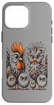 Coque pour iPhone 16 Pro Max Art de poulet amusant coloré d'Eagerlys, Crazy Chicken Family