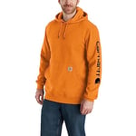 Carhartt Men's Loose Fit Midweight Logo Sleeve Graphic Sweatshirt Hooded Sweatshirt, Marmalade Heather, XL