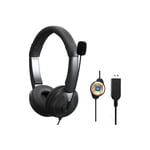 USB Headset with Microphone, Computer Headphone with Mic& Audio Controls for Laptop PC, Wired Headset for Call Center/Office/Conference Calls/Online Course Chat