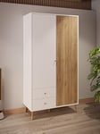 Forte Armoire à Portes battantes, Bois d'ingénierie Métal Plastique, Blanc avec chêne mauvella, B x H x T (in cm) 104,5x201,7x52,2