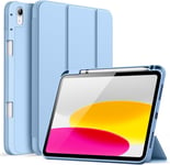 Coque Pour Ipad 10 (10,9 Pouces, Modèle 2022, 10ème Génération) Avec Portestylet, Étui Housse Mince Tablette Avec Dos En Tpu Souple Avec Veille/Réveil Automatique (Bleu Ciel)