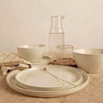 12Pc Reactive Glaze White Dinner Set - Elegant Ceramic Dishware, Service for 4