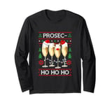 Funny Prosec Ho Ho Ho Christmas Prosecco Santa Hat Wine Long Sleeve T-Shirt