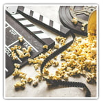 2 x Square Stickers 7.5 cm - Cinema Movie Reel Popcorn  #44614