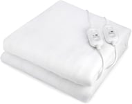 Chauffe-lit électrique double | Taille 140x160cm | 2 régulateurs de température | Protection contre la surchauffe | 100% polyester | Couverture de couverture de matelas | UP205