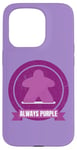 Coque pour iPhone 15 Pro Always Purple Meeple Design Jeu de société amusant pour joueurs