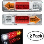 Forehill - 2 x Feux Arrière Remorque 19 led 12V Caravane Voiture Feuilles Arrière Arrêter Freinage Inverse Indicator étanche Arrows Véhicule Lampe