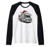 RV Camping Camper Motorhome Vacation Christmas Hat Xmas Raglan Baseball Tee