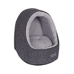 lionto Grotte pour Chats avec Coussin réversible Douillet, lit pour Animaux Lavable Bien rembourré pour Chats et Petits Chiens, 40x35x38 cm, Maison Confortable avec Picots antidérapants, Gris foncé