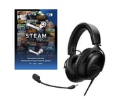 Hyperx Cloud III Gaming Headset (Black) & Steam Wallet Card (£20) Bundle, Black