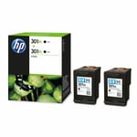 2x Original HP 301XL Black Ink Cartridges For ENVY 5530 Inkjet Printer