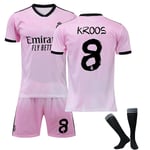 22/23 Ny säsong Real Madrid CF Rosa sammärkt minnesutgåva KROOS Nr 8 Barn Jersey-paket Barn-26