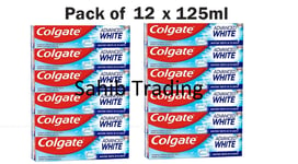 Colgate Advanced White Whitening Toothpaste Whiter Teeth - Pack of 12 x 125ml