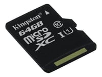 Kingston - Carte mémoire flash (adaptateur microSDXC vers SD inclus(e)) - 64 Go - Class 10 - micro SDXC
