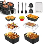 Air Fryer Accessories, 18 Pcs for Ninja Foodi AF300UK, AF400UK & Other 7.6L-9.5L Dual Zone Air Fryers, Including Silicone Air Fryer Liners, Grill, Glove, Spatula, Brush, Silicone Tong Egg Bites Etc