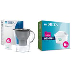 Carafe Filtrante BRITA Marella Graphite (2,4l) incl 6 cartouches filtre eau robinet & Cartouche Filtre Eau Robinet MAXTRA PRO All-in-1 - Pack de 6 pour recharge carafe filtrante réduit PFAS*