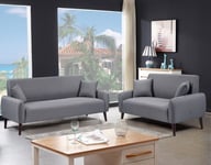 Grey Linen Set Includes 3 Seater Sofa And  2 Seater Sofa