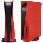 Coque Remplacement Façade Rigide Console PS5 Pour Façades Couverture Boîtier Disque PlayStation 5 Anti-poussière Anti-rayures Rouge