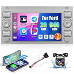 [2G+64G] Autoradio Android13 pour Ford Fiesta Focus Transit Mondeo Kuga C-Max S-Max Carplay sans Fil Android Auto 7'' 2 Din Poste Radio avec GPS Bluetooth WiFi RDS FM MIC Caméra de Recul (Blanc)