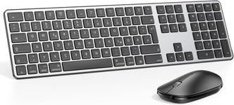 Clavier et Souris Bluetooth Mac, Clavier et Souris sans Fil pour Apple MacBook Pro/Air, iMac, iMac Pro, Mac Mini/Pro, alimenté par Batterie AAA, Pleine Taille, Plusieurs appareils, QWERTY