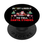 Most Likely To Tell Santa Stories Funny Merry Christmas PopSockets Adhesive PopGrip