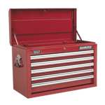 Sealey Top Chest 5 Drawer With Ball Bearing Runners Tool Storage Box Red AP33059