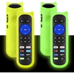 2-pack universalfjärrkontroll för Roku-fjärrkontrollersättning för Roku TV-fjärrkontroll, för Roku Box 1 2 3 4, Roku Express, Roku Premiere, Roku Ultra, för TCL Hi 2 x Remote+Green Case+Yellow Case