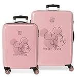 Disney Mickey Outline Jeu de valises Rose 55/68 cm Rigide ABS Fermeture à combinaison latérale 104L 6 kg 4 roues doubles Équipement à main