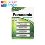4 Panasonic Rechargeable Aa Ready To Use Batteries 1900mAh Nimh 1.2V 4BL Neuf