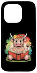 Coque pour iPhone 15 Pro Livre de classement de la ferme Motif vache écossaise Highland