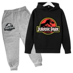 Jurassic Park Dinosaurier Barnkläder Huvtröjor + Set Pojkar Flickor Semesterpresent Sweatshirt Vår Höst Kappa Sportdräkt Dark Grey 140cm