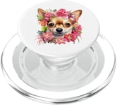 CHIHUAHUA Jouet Tasse à thé Pet Dog Puppy Best Friend Couronne de fleurs PopSockets PopGrip pour MagSafe