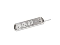 Brennenstuhlestilo Corner Strip With Usb Charging Function 4-Way 2X Protective Contact & 2X Euro Silver/White * Be *