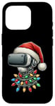 Coque pour iPhone 16 Pro Chapeau de Noël de réalité virtuelle VR Player Video Gaming Christmas