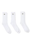 Lacoste 3 Pack Mens Crew Socks - White Cotton - Size UK 6-9