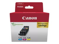 Canon Cli-526 C/M/Y Multi Pack - 3-Pack - 9 Ml - Gul, Cyan, Magenta - Original - Blekkbeholder - For Pixma Ip4850, Ip4950, Ix6550, Mg5150, Mg5250, Mg5350, Mg6150, Mg6250, Mx895