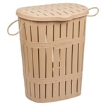 URBNLIVING 65L Bamboo Look Clothes Storage Laundry Washing Basket Hamper Rope Handles & Lid (Beige)