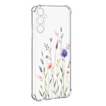 Nuxiady Coque pour Samsung Galaxy A35 5G Silicone Transparente Antichoc Housse TPU Fleur Anti-Rayures Étui Bumper avec Coins Renforcés Cover pour Galaxy A35, Feuille Marguerite