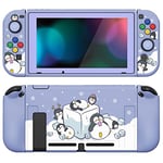 PlayVital ZealProtect Coque pour Nintendo Switch,Cover de Protection pour Switch avec Protection d'écran en Verre Trempé&Capuchon Joystick&Caps Boutons Direction ABXY-Pingouin