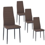 Lot de 4 Chaises Design Marron Foncé Tissu Scandinave Chaise de Salle à manger