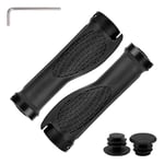 YMWALK Kids Bike Handlebar Grips - Non-Slip Rubber Handle Grips with Double Lock, Cycle Alloy Handlebar Protector for MTB Mountain Bikes Scooters (Black)