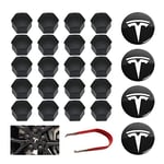 Ensemble Couverture De Roue Capuchon de Moyeu Central Magic Select, Compatible avec Tesla Voiture Modèle 3. (4 enjoliveurs centraux + 20 Capuchons d'écrou)