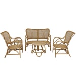 Ensemble Canapé, 2 Chaises et 2 Tables d'Appoint de Jardin 4 pers. Chillvert Parma 108x72x85 cm Rotin Naturel et Osier