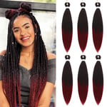 Braiding Hair Pre Stretched - 6 Packs Prestretched Braiding Hair 26 Inch Ombre Braiding Hair Itch Free Yaki Synthetic Hair Extension for Braids (26 Inch(6Packs), 1B/Bug)