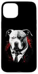 Coque pour iPhone 15 Plus Pitbull Dog Gangster en costume Funny Mob Boss sur le thème